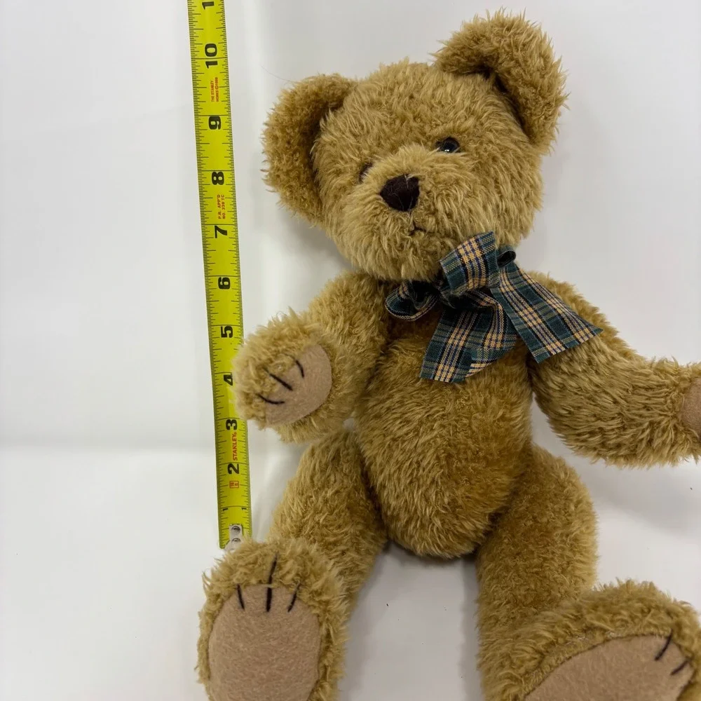 Vintage 1997 Heartfelt Collectibles Brown‎ Plush Teddy Bear Plaid Bow 10 Inch